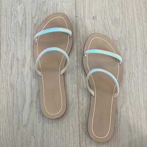 J Crew Isla Crosshatch Two Strap Sandal Iridescent Sandal | 8